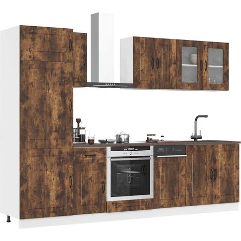 8-tlg. Küchenschrank-Set Kalmar Räuchereiche Holzwerkstoff