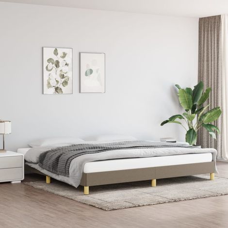 Lit double pour adulte - Cadre de lit Taupe 200x200 cm Tissu BV627541 - BonneVie (1/5)