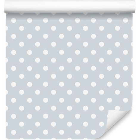 Papier peint à pois gris clair et blancs pour salon et chambre 50x1000 cm (1/5)