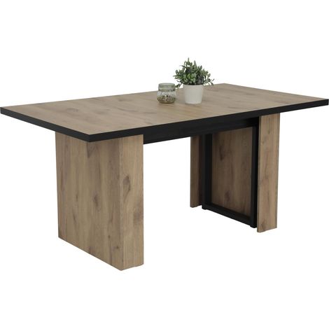 Table De Salle À Manger, Décor Chêne Viking, Extensible avec 3 Plateaux, Piètement en Métal, Dimensions : 160 à 320 x 90 cm (1/5)