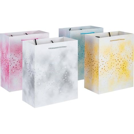 Youyijia Elegant 4-Pack Kraft Gift Bags 9"x7"x4"  Premium Paper Gift Bags with Twisted Rope Handles & Reinforced Base, Ideal for Birthday, Wedding, Baby Shower & Party Favors (Color C) (1/5)