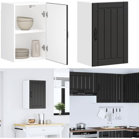 vidaXL Küchen-Hängeschrank Lucca Schwarz Holzwerkstoff (1/5)
