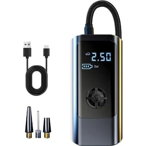 Compresseur d'air portable gonfleur Pompe à air de voiture électrique sans fil charge usb 4 000 mAh avec LED Compresseur pneus auto (1/4)