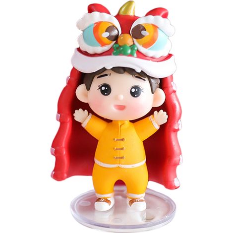 Figurine PVC Lion Danse Boy 4.5cm Statue Tiger Multicolor Décor d'Année Nouveau (1/4)