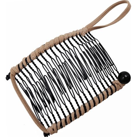 Pinza para el cabello tipo banana extensible, peine doble, accesorio para cabello grueso y elástico, 20 dientes, color marrón.