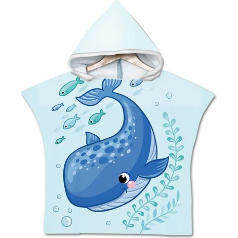 Poncho de bain enfant avec capuche, motif animal, serviette poncho vert pour bébé garçon et fille, peignoir de plage, surfuch, taille 60x80 cm, lot de 1. (1/5)