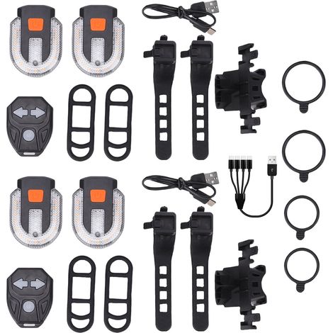 2 Paar wiederaufladbare LED-Fahrradblinker per USB mit Fernbedienung, 5 Modi, wasserdicht, Nachtsicht (1/5)