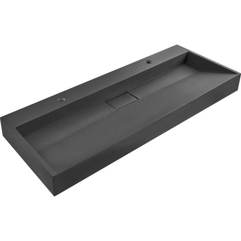 Wall Hung Double Basin QUENKO 1200 x 460 mm Mineral Cast Black (1/5)