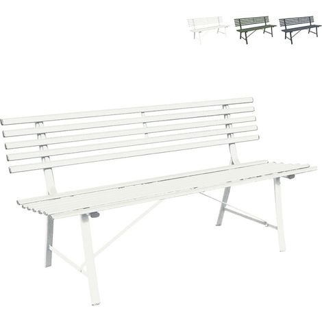 3-Sitzer klassische Eisen Gartenbank 150x57x76cm Iven - Weiß (1/4)
