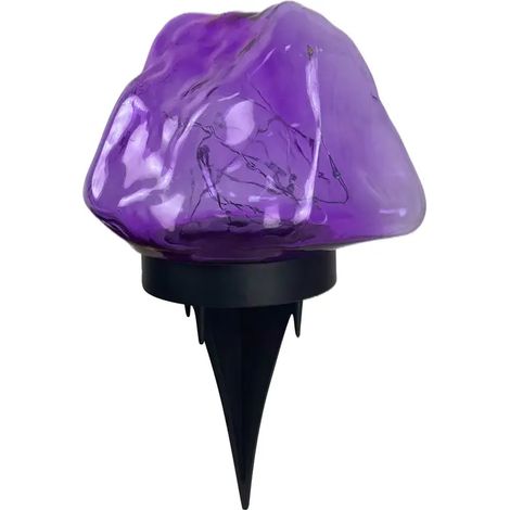 Eclairage solaire decoratif en forme de pierre precieuse plastique etanche pour jardin et cour deco exterieure lumineuse et design