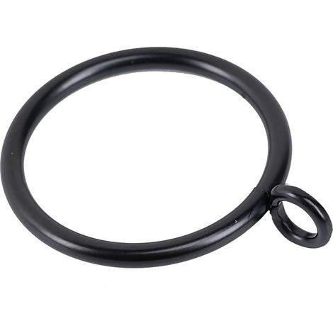 Lot de 24 anneaux de rideaux avec œillets pour tringles à rideaux 50 mm de diamètre intérieur en métal Noir (1/5)