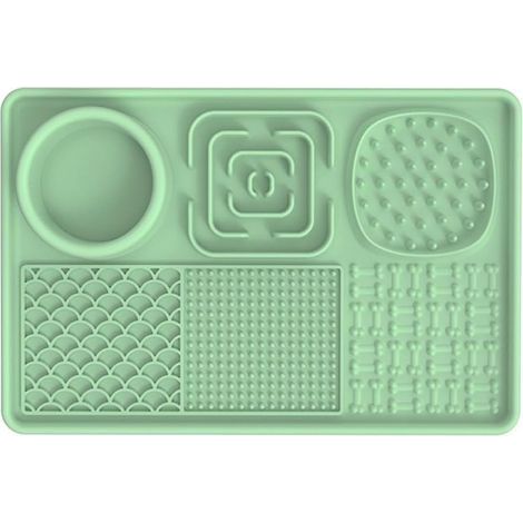 Tapis à lécher en silicone à alimentation lente pour chats et chiens, design antidérapant, facile à rincer et à nettoyer (vert) (1/5)