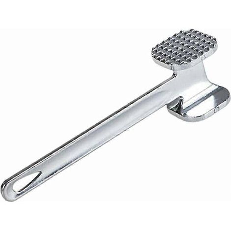 Petit marteau attendrisseur de viande en alliage d'aluminium, avec double face plate et face cloutée. Attendrisseur de cuisine pour bœuf, poulet et steak. Léger, couleur argent. (1/5)