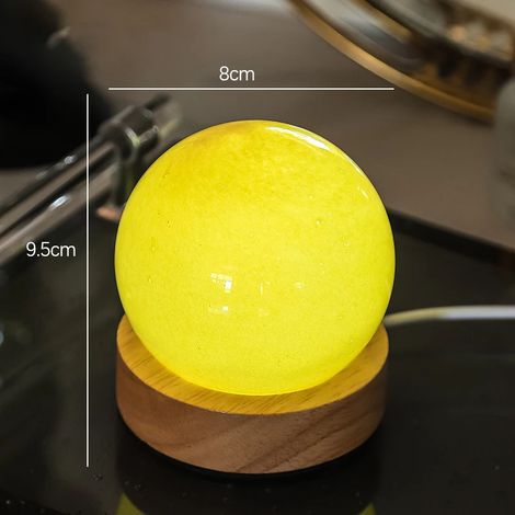 (Jaune) Boule lumineuse en cristal 3D unique avec projection de galaxie et de planète, alimentée par USB. (1/5)