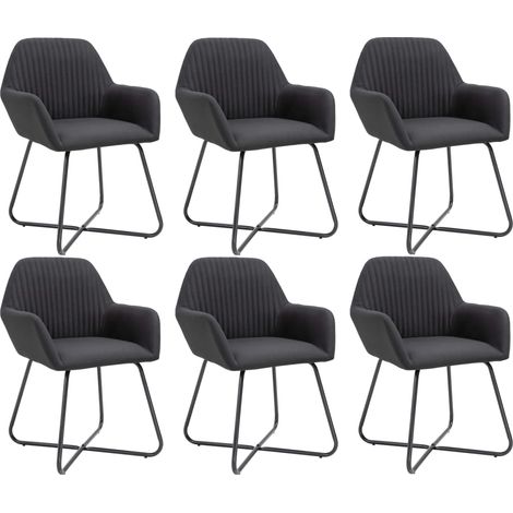 vidaXL Chaises à manger lot de 6 noir tissu (1/5)