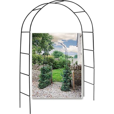 Arche de jardin en fer forgé vert, treillis métallique pour plantes grimpantes, tonnelle décorative pour allées, entrées, pelouse, cour, mariage, fête, extérieur (1/5)