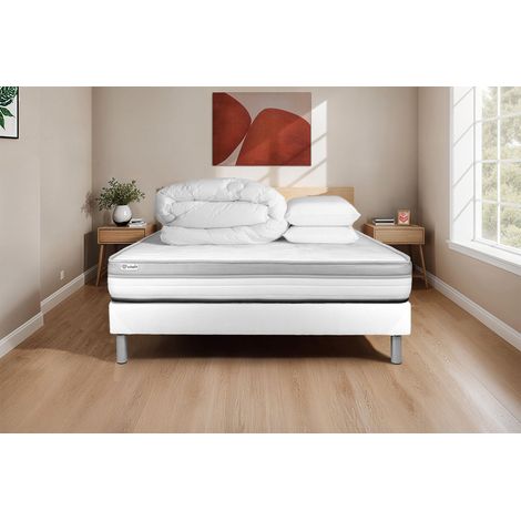 Komplettpaket Bett - Matratze 140x190 cm + Lattenrost (im Set) + 2 Kopfkissen + Bettdecke - Vital Relax