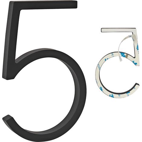 Numéros de porte, 5 pouces 3D auto-adhésif Numéros de maison, Numéros d’adresse Autocollants pour la boîte aux lettres de la maison Appartement Hôtel Cour Noir(5) (1/5)