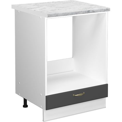 Herdumbauschrank Fame-Line, Anthrazit-Gold, 60 cm , AP Marmor, Vicco