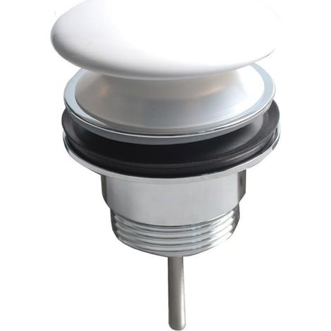 Bonde de lavabo - inox/laiton/silicone - blanc - pour vasque (1/5)