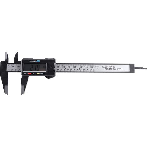 Pied à coulisse à vernier noir de 150 mm pour grand écran, livré dans une boîte en plastique sans piles. (1/5)