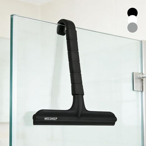 Raclette de douche noire avec crochet intégré 20 cm en silicone (1/5)