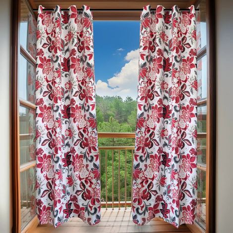 Tende coprenti da interno con anelli 140x275 cm - Set di 2 pezzi Red