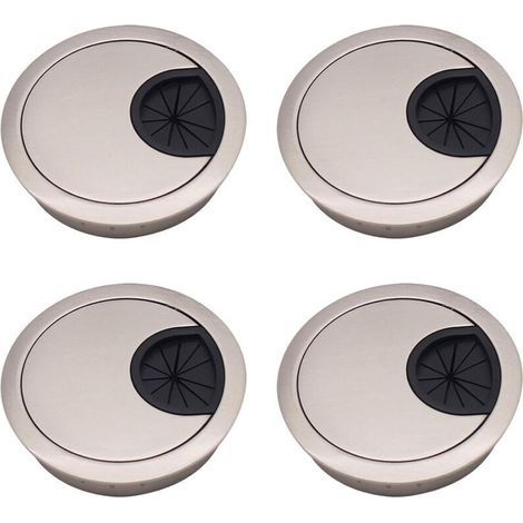 [JAMAIS UTILISÉ] 4pcs Passe Câble Couvercle, 60mm Alliage de Zinc Câbles Ronds Encastrables，Trou De Passe Câble Couvercle, Couvercle du Trou de Câble pour Bureaux Bureaux et Plans de Travail Argent br (1/4)