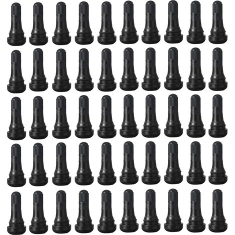 50 Pcs Car Tire Valves, Tubeless Valve Plug TR413, Tubeless Valves for Car Tyres, TR413 Rubber Car Snap-on Valves, Black (1/5)