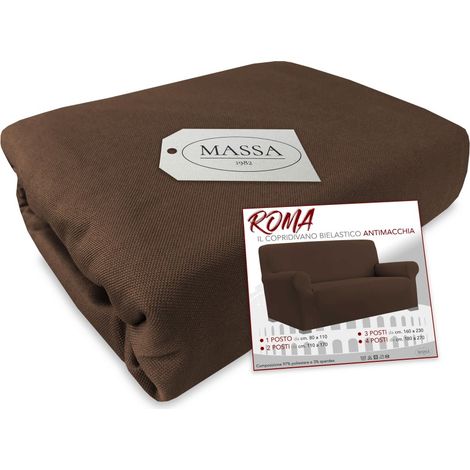 COPRIDIVANO Universale elasticizzato ROMA antimacchia MARRONE 3 POSTI da cm. 160 a 230