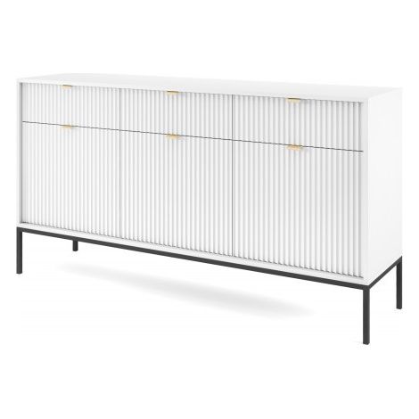 Commode universel blanc 154x83x39cm pied métal avec 2 tiroirs modèle "NOEMIE KSZ154" (1/5)