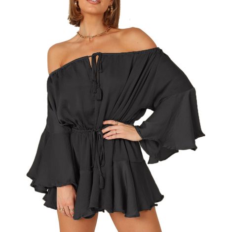 Combinaison Extérieur - 100 % Polyester 180 g/m² - Col Ajustable Par Cordon - Taille Réglable À La Taille - Manches Courtes - Noir - Unité (1/5)