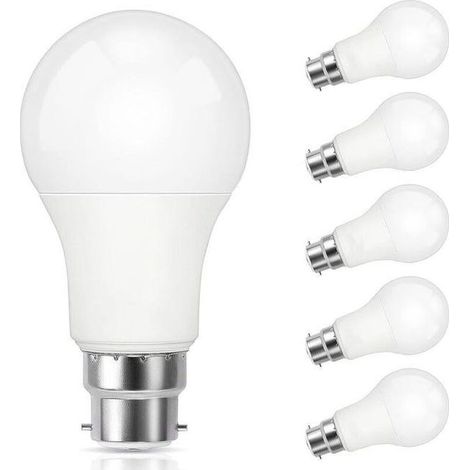 Ampoule LED B22, 9W lampe baïonnette équivalent 60W halogène, Blanc froid 5000K, 800LM, CRI 90, Non-dimmable,standard baïonnette B22 , 6 Pièces (1/4)