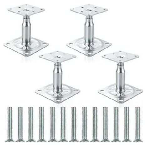 Lot de 4 supports de poteau surélevés galvanisés réglables de 100 à 150 mm, support de toit robuste pour construction