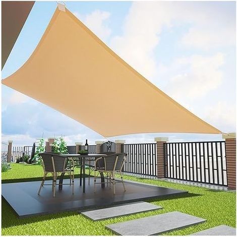 Voile d'ombrage Rectangulaire 2x3m, Abri de Jardin 95% UV Block Sunscreen Auvent Toile Ombrage Étanche Durable pour Extérieur Patio Jardin Cour Arrière Camping Piscine - Beige (1/5)