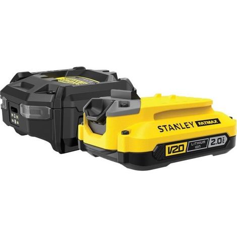 Kit de inicio - STANLEY FATMAX V20 - SFMCB10D1-QW - Cargador 1,25A + 1 Batería de 18V 2Ah (1/2)