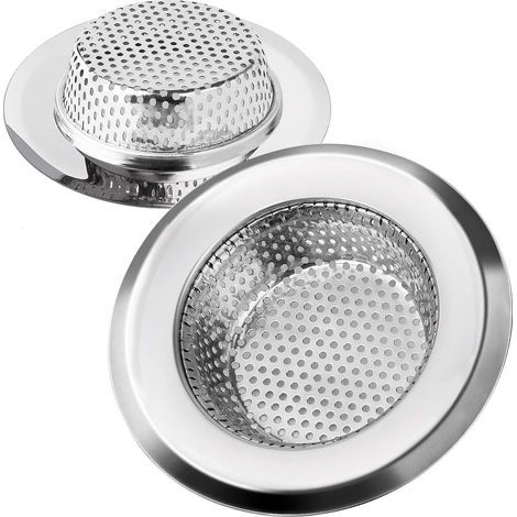 Filtre à Évier Cuisine Filtre de Vidange en Acier Inoxydable Drains d’Evier Durables Anti-colmatage Crépine Idéal pour Éviers de Maison Cuisine Bain Lavabo, 11.3cm de Diamètre 2 Pièces (1/5)