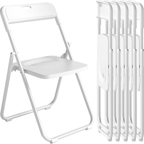 Chaises pliantes, dossier incurvé, design gain de place, BLANC (1/5)