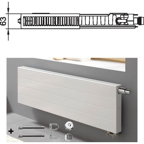 Kermi Radiateur à vanne Line Type 11 605x905mm Position de la vanne à gauche PLV110600901L1K (1/4)