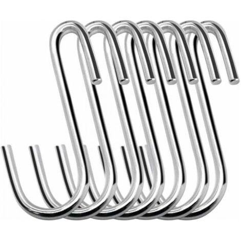 20er-Pack robuste S-Haken, 6 cm, S-förmige Haken für Küche, Bad, Schlafzimmer, Büro (Silber) FLITI
