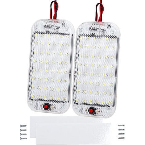 Lot de 2 éclairages intérieurs LED, 12 V–85 V, 48 LED pour voiture, camping-car, camion, bateau, caravane (1/5)