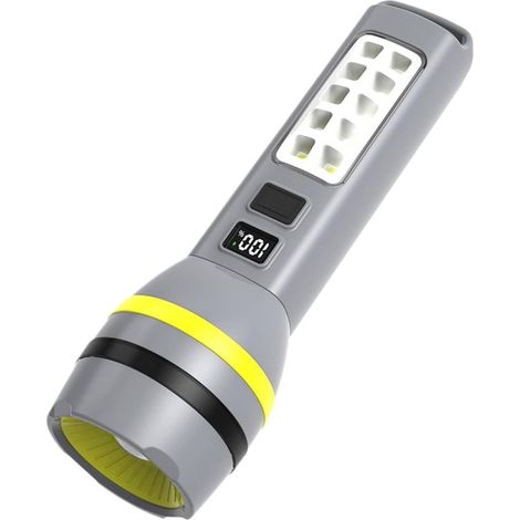 Lampe torche - Torche solaire - Torche d'urgence outdoor, avec USB, manivelle et poignée, portable, pour camping, randonnée, survie, étanche, lampe de main