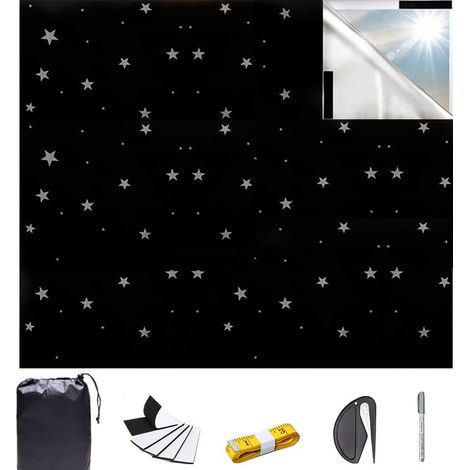 Portable 100% Store occultant, Rideau occultant sans percage pour Windows, pour Chambre à Coucher, loft, Caravane, avec velcro-300 x 145 (1/4)