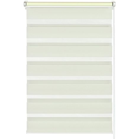 Gardinia Tenda a Rullo Doppia, con Morsetto di Fissaggio o Adesiva, con Catenella Laterale, Trasparente e con Strisce Opache, Kit di Montaggio Incluso, Crema, 60 x 150 cm (LxA) (1/4)