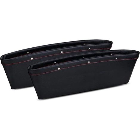 (NOIR) Lot de 2 cache-selle en cuir PU premium pour sièges auto, organisateur de console centrale, rangement de poche pour BMW E46, Ford Focus 2 et BMW E90 (1/5)