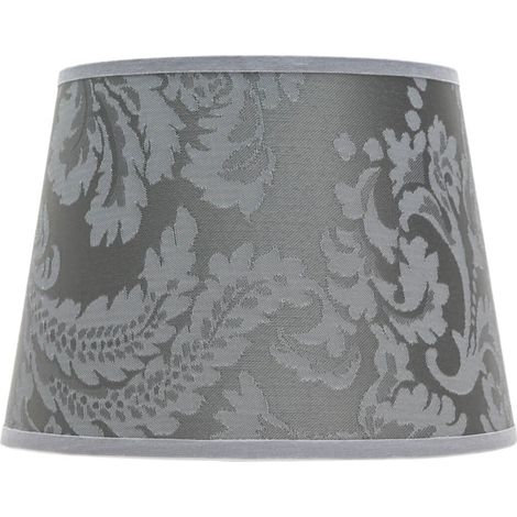 Abat-jour en tissu argenté décoré de motifs baroques au style classique pour lampes de table avec culot E14 - Argent