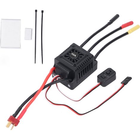 Contrôleur ESC Brushless RC 45A pour Trucks 1/10, Résistant à l'eau, Compatible T-Plug, Programmable (1/5)