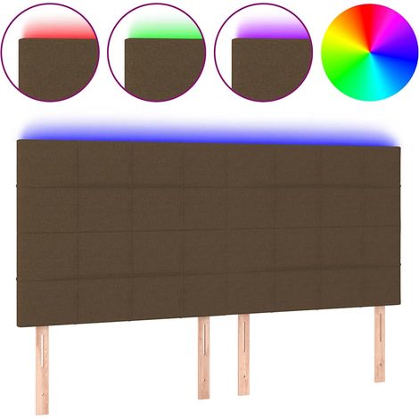 Maison Exclusive - Cabecero con luces LED tela marrón oscuro 160x (1/5)