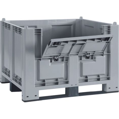 BRB Palettenbox mit Kommissionierklappe und 3 Kufen, LxBxH 1200x800x850 mm (1/2)