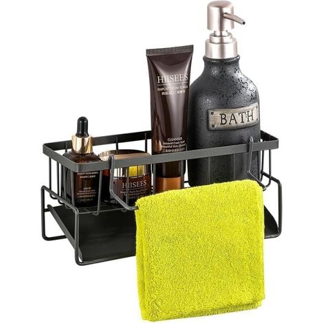 Porte-Eponge - Acier Inoxydable - Pour Evier De Cuisine - Avec Support Chiffon Et Egouttoir Automatique - 1 Piece (1/4)